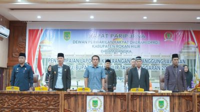 Penyampaian LKPJ Bupati Tahun Anggaran 2022 DPRD Rohil Gelar Rapat Paripurna.